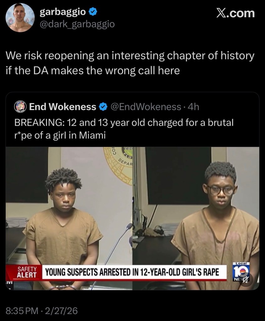 12 and 13 year old charged as adults for approaching a 12-year-old girl, dragging her to a garden, stuffing her mouth with rocks, pinning her down, and r*ping her for 30&nbsp;minutes.