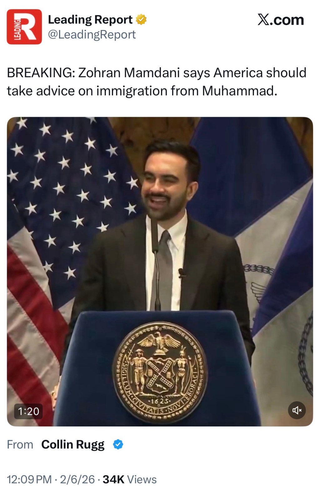 Zohran Mamdani says America should take advice on immigration from&nbsp;Muhammad