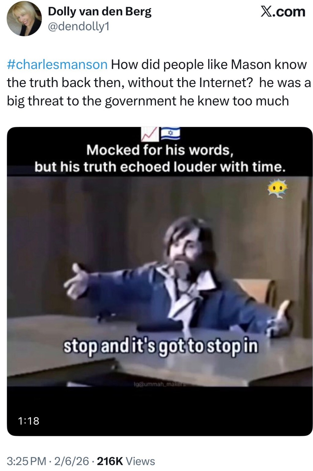 Charles Manson on the Jews and&nbsp;WW2