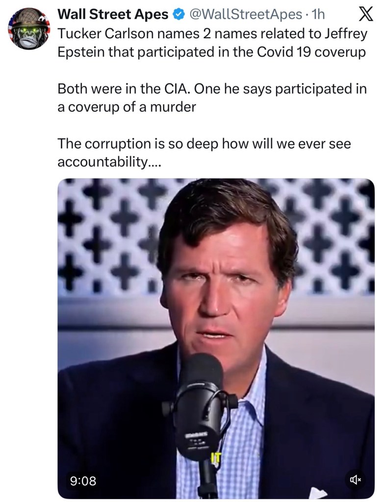 Tucker Carlson names 2 names related to Jeffrey Epstein that participated in the Covid 19&nbsp;coverup
