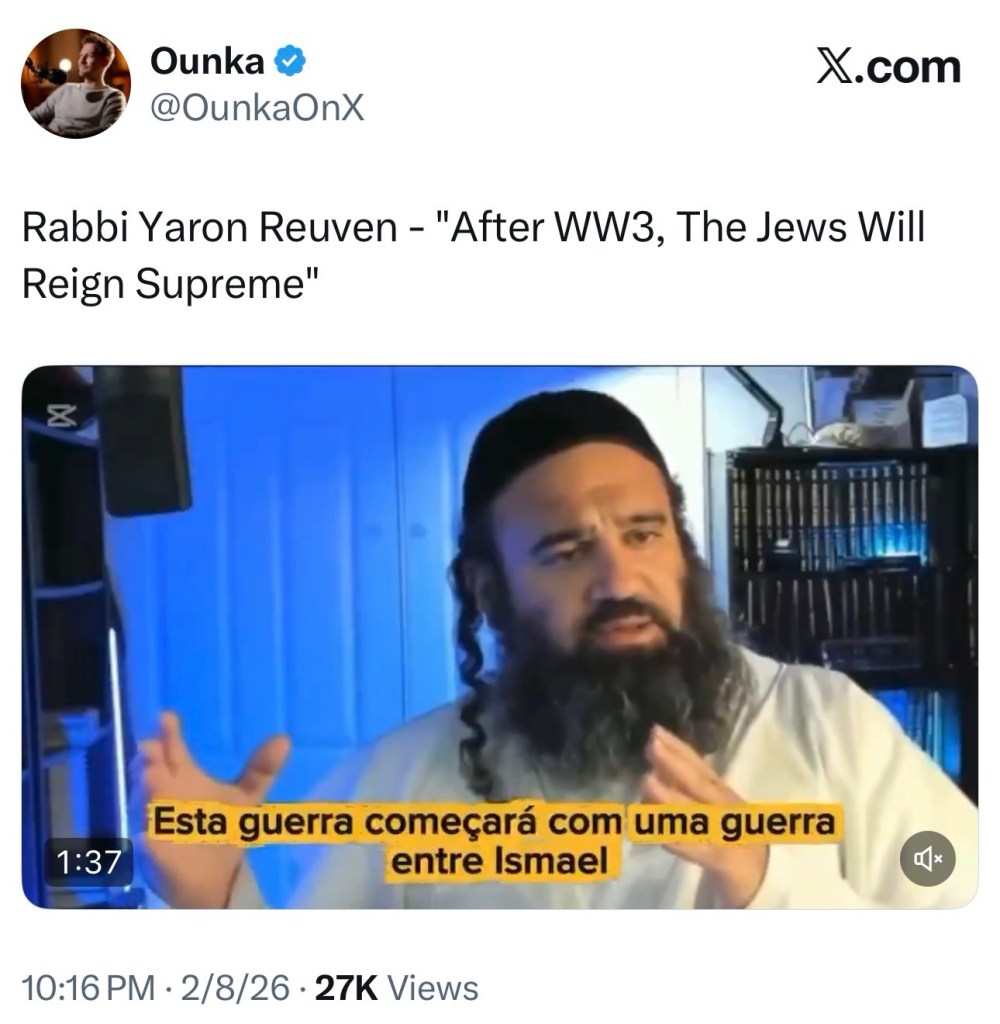 Rabbi Yaron Reuven – “After WW3, The Jews Will Reign&nbsp;Supreme”