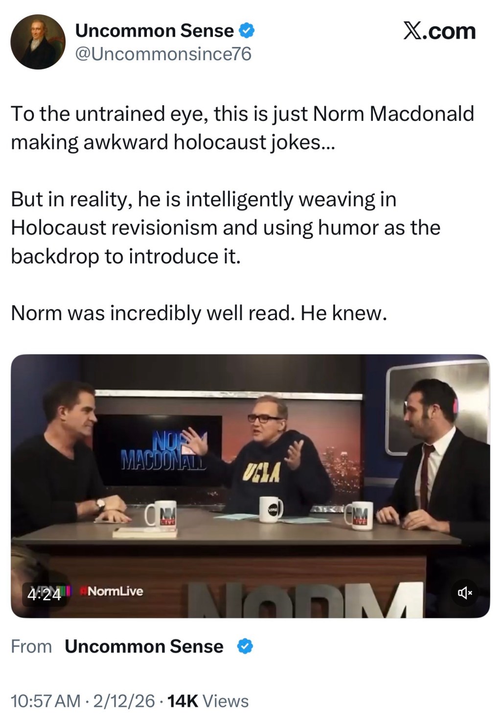 Norm McDonald bringing ‘revisionist’ history through&nbsp;humor