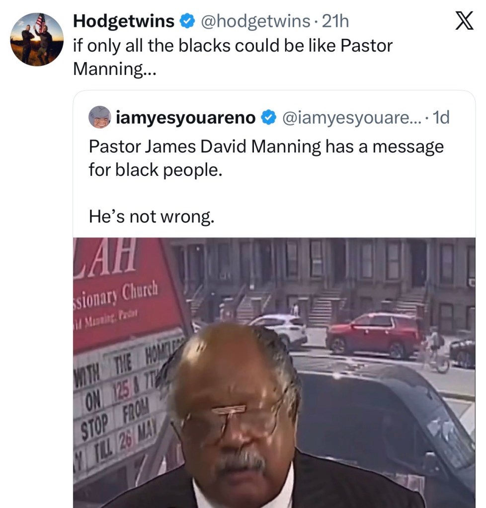 Pastor James David Manning has a message for black&nbsp;people.