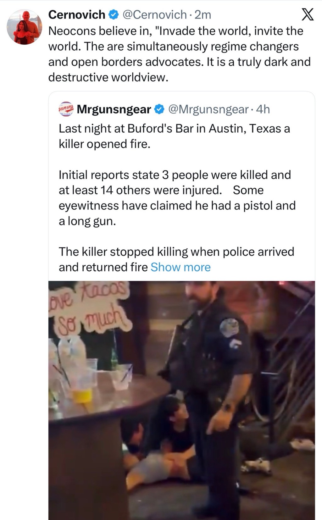 Last night at Buford’s Bar in Austin, Texas a killer opened&nbsp;fire.