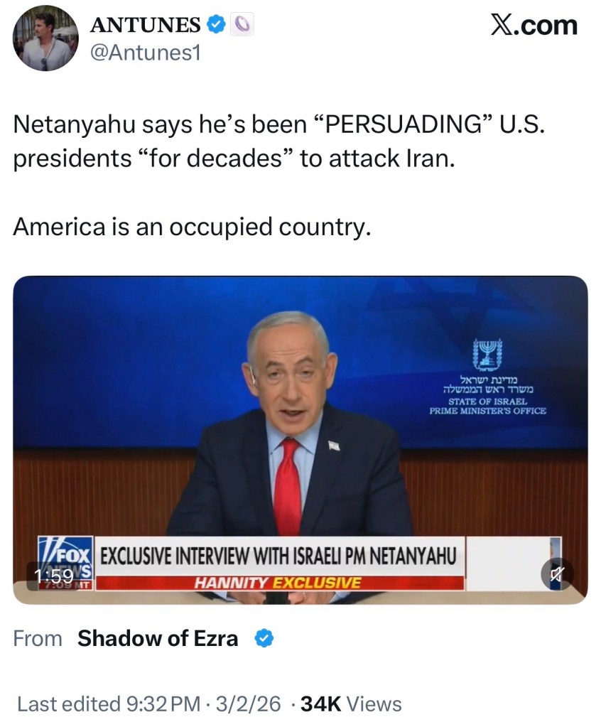 Netanyahu says he’s been “PERSUADING” U.S. presidents “for decades” to attack&nbsp;Iran.