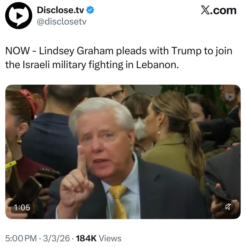 Lindsey Graham pleads with Trump to join the Israeli military fighting in&nbsp;Lebanon.