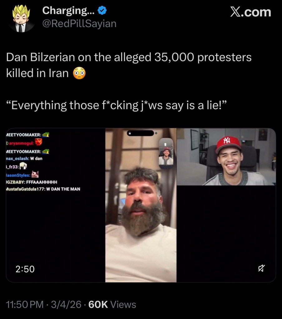 Dan Bilzerian on the alleged 35,000 protesters killed in Iran&nbsp;😳