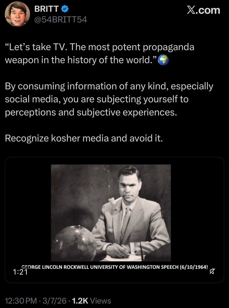 “Let’s take TV. The most potent propaganda weapon in the history of the&nbsp;world.”