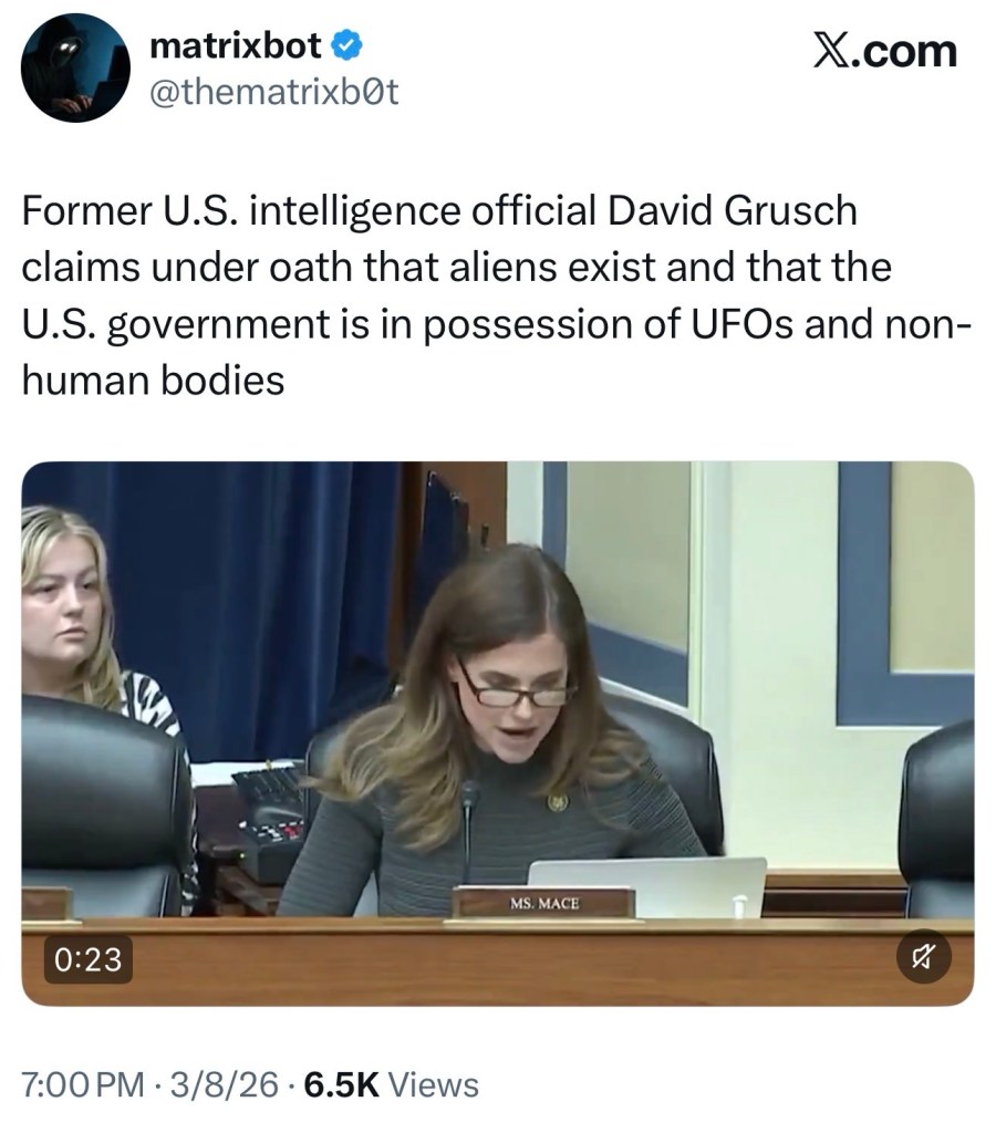 Former U.S. intelligence official David Grusch claims under oath that aliens exist and that the U.S. government is in possession of UFOs and non-human&nbsp;bodies