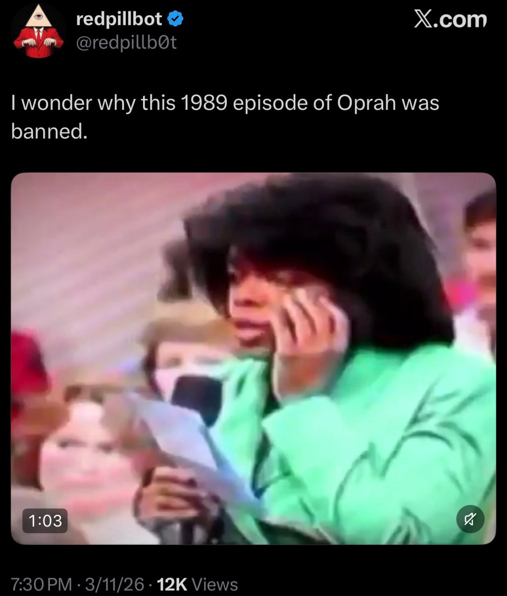 I wonder why this 1989 episode of Oprah was&nbsp;banned…