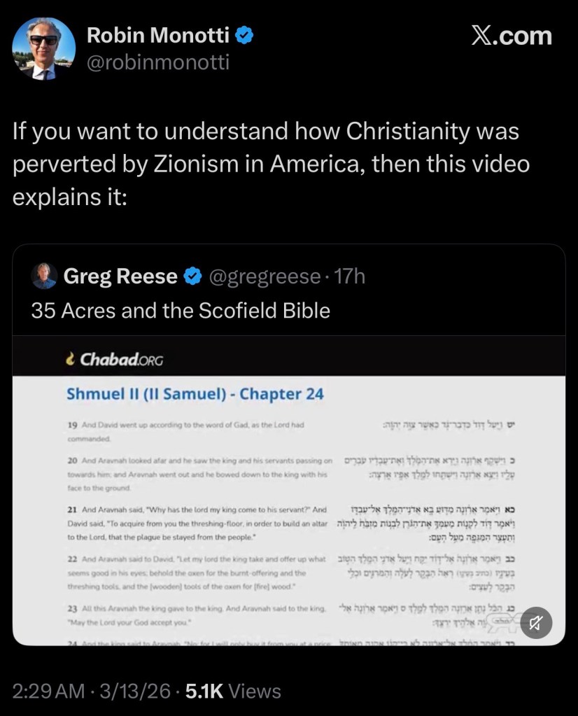 If you want to understand how Christianity was perverted by Zionism in America, then this video explains&nbsp;it: