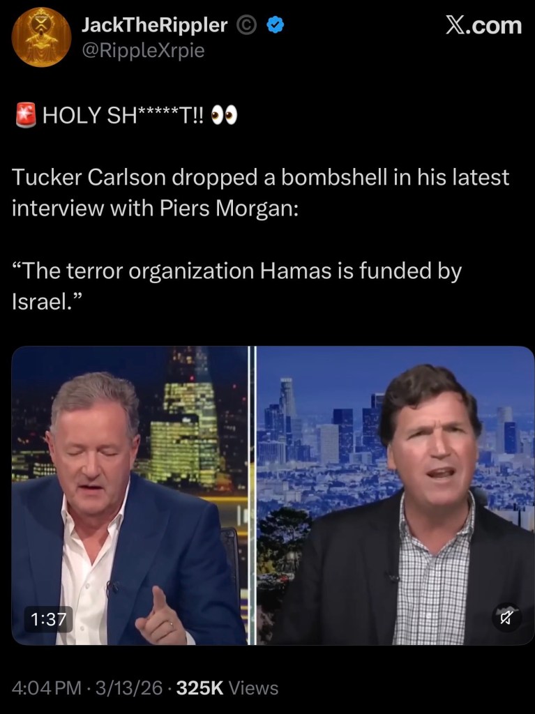 Tucker Carlson dropped a bombshell in his latest interview with Piers&nbsp;Morgan: