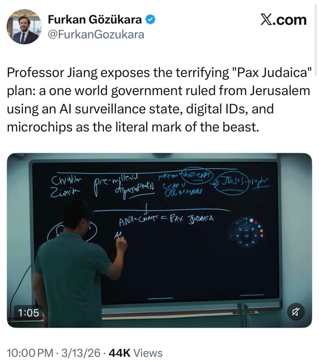 Professor Jiang exposes the terrifying “Pax Judaica” plan: a one world government ruled from Jerusalem using an AI surveillance state, digital IDs, and microchips as the literal mark of the&nbsp;beast.