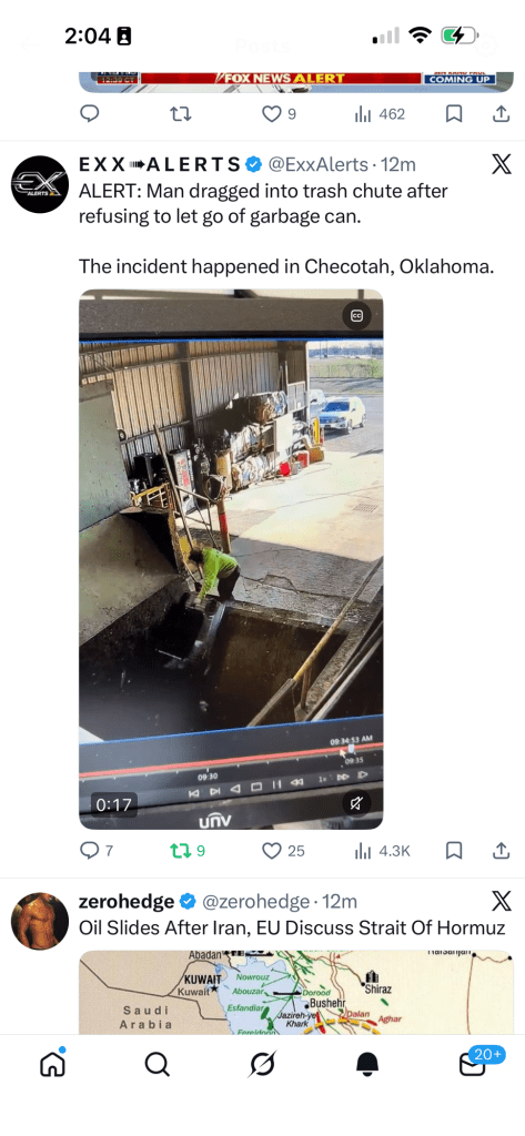 Man dragged into trash chute after refusing to let go of garbage&nbsp;can.