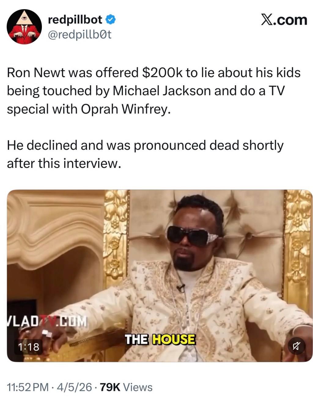 Ron Newt was offered $200k to lie about his kids being touched by Michael Jackson and do a TV special with Oprah&nbsp;Winfrey.