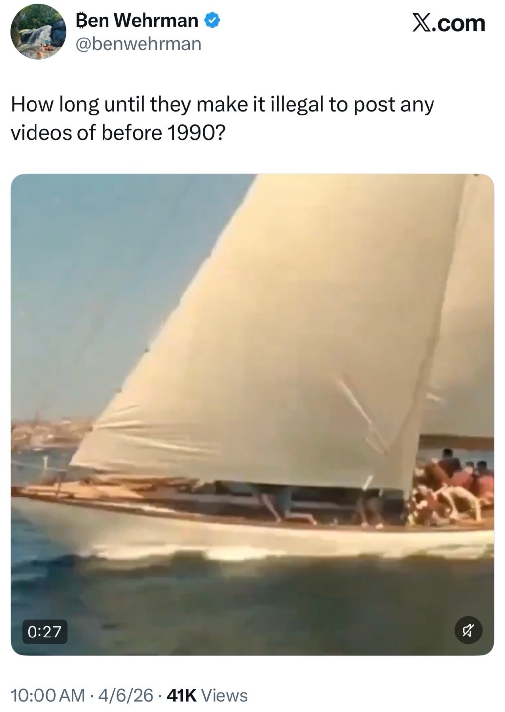 How long until they make it illegal to post any videos of before&nbsp;1990?