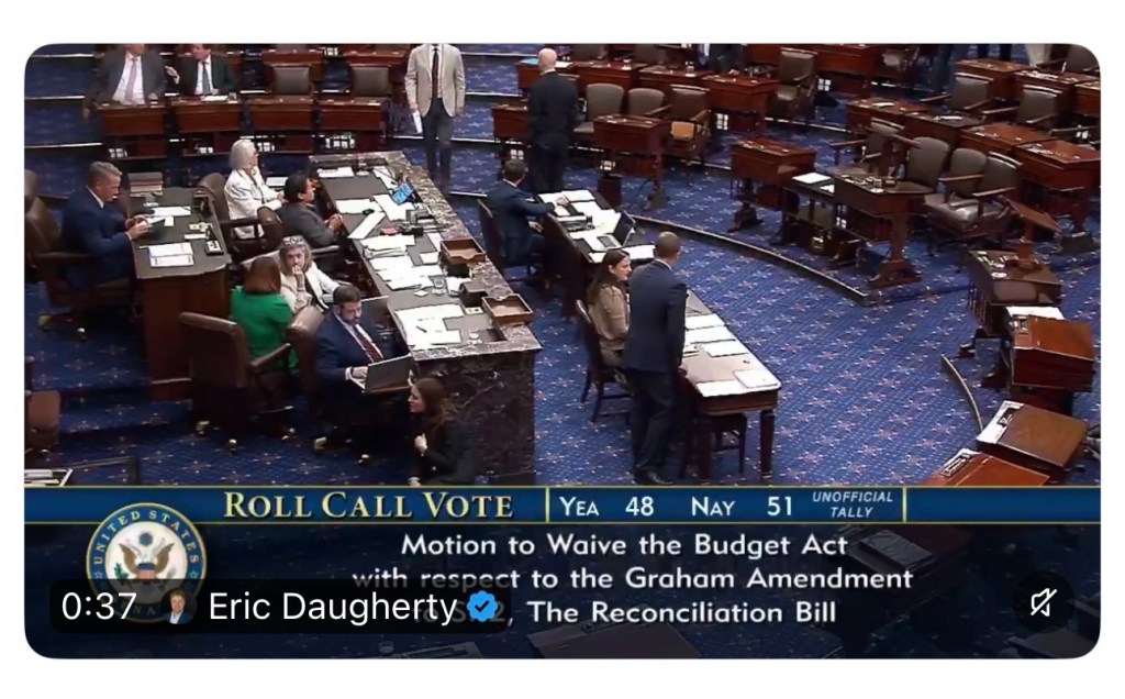 The Senate just killed the SAVE Act,&nbsp;48-50.