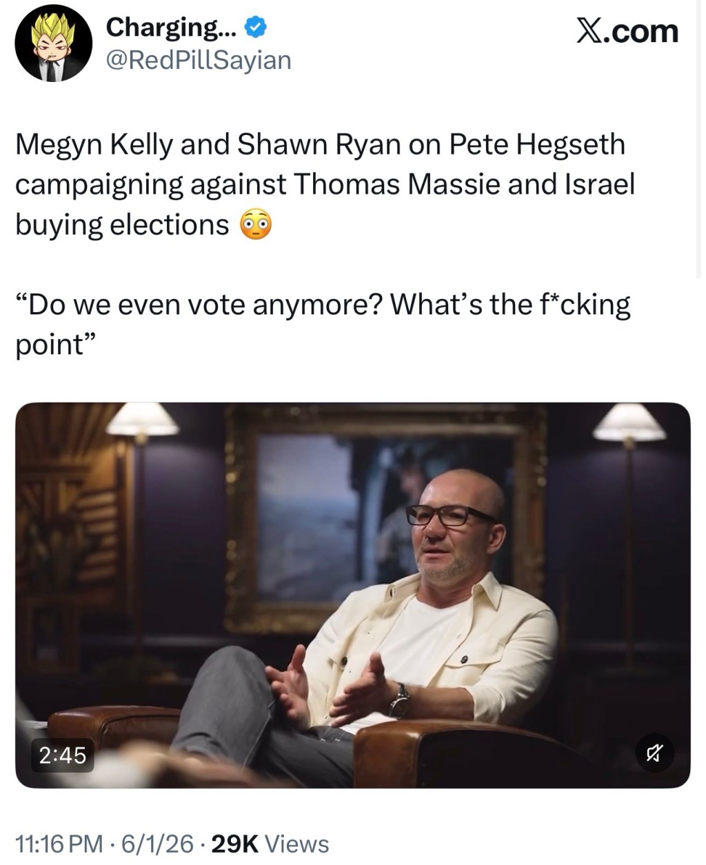 Megyn Kelly and Shawn Ryan on Pete Hegseth campaigning against Thomas Massie and Israel buying&nbsp;elections